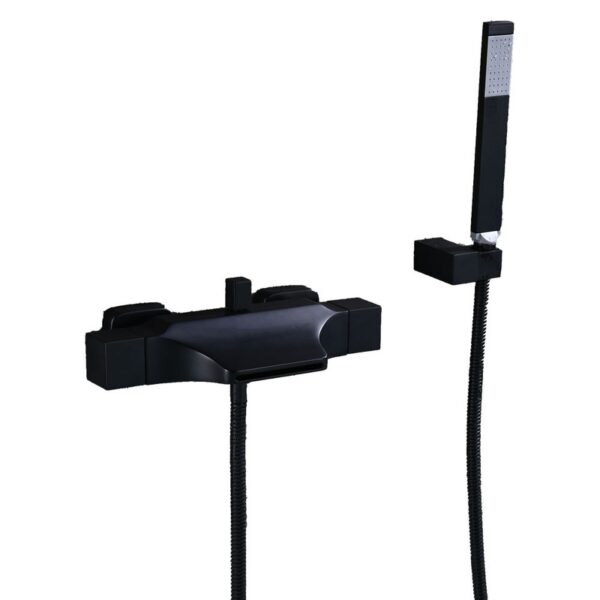 Solid Brass Waterfall Bathtub Faucet Deck Mounted Tub Filler with Handheld Shower Dual Handle