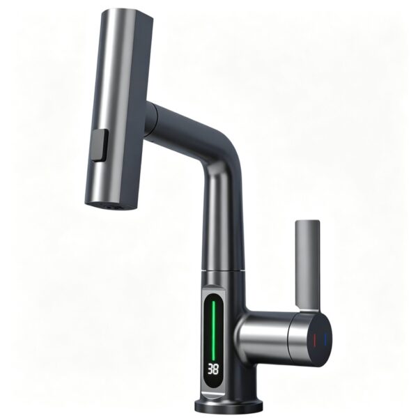 Smart Digital Pull-Out Basin Faucet with Temperature Display