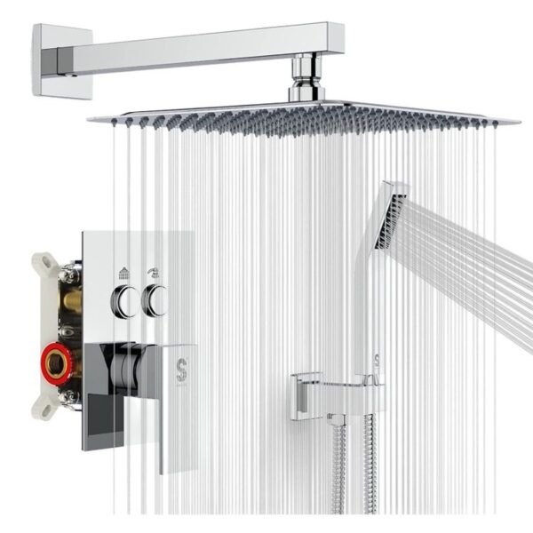 Solid Brass Concealed Shower System In-Wall Push Button Rainfall Shower Set Luxury