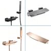 Solid Brass Waterfall Bathtub Faucet Deck Mounted Tub Filler with Handheld Shower Dual Handle
