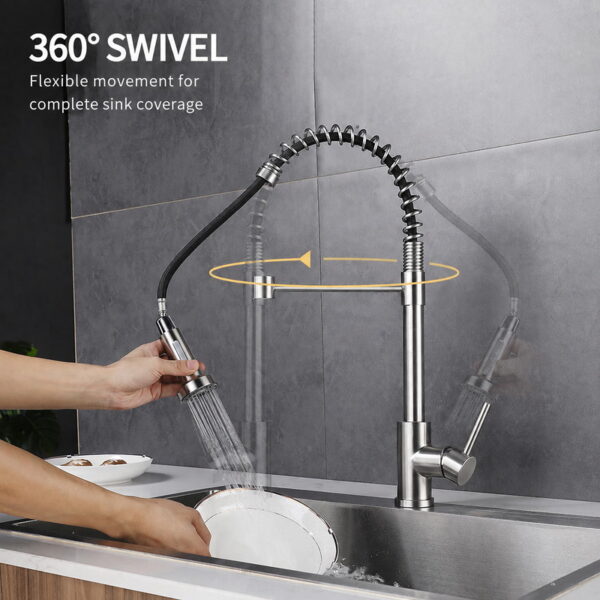 304 Stainless Steel Spring Pull Down Kitchen Faucet