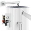 Solid Brass Concealed Shower System In-Wall Push Button Rainfall Shower Set Luxury