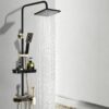 Solid Brass Thermostatic Shower Set Push Button Rainfall Shower Mixer System 4 Function