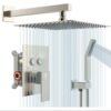 Solid Brass Concealed Shower System In-Wall Push Button Rainfall Shower Set Luxury