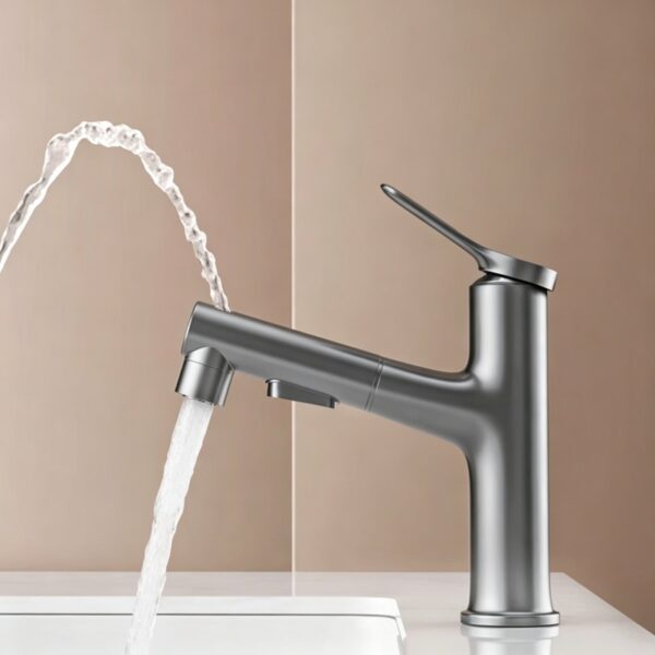 Solid Brass 3-Way Pull Out Basin Faucet Single Handle Hot & Cold Bathroom Mixer Tap