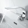 Solid Brass Waterfall Basin Faucet Single Handle Wide Spout Bathroom Mixer Tap