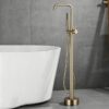 Solid Brass Freestanding Bathtub Faucet Floor Mounted Tub Filler with Handheld Shower