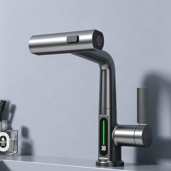 Smart Digital Pull-Out Basin Faucet with Temperature Display