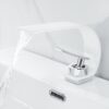Solid Brass Waterfall Basin Faucet Single Handle Wide Spout Bathroom Mixer Tap