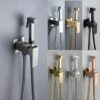Wall-Mount Hot & Cold Bidet Sprayer Set Solid Brass Concealed Toilet Sprayer Faucet