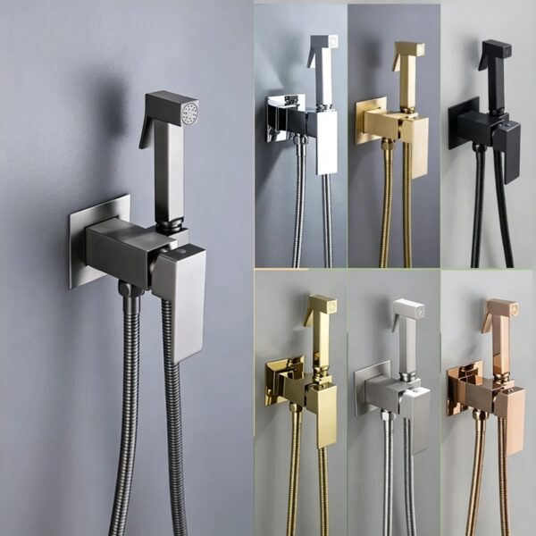 Wall-Mount Hot & Cold Bidet Sprayer Set Solid Brass Concealed Toilet Sprayer Faucet