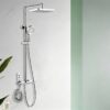 06_color_chrome_thermostatic 2027 New 40°C Thermostatic Shower System Piano Key 4-Function Solid Brass Rainfall Shower Set with Shelf