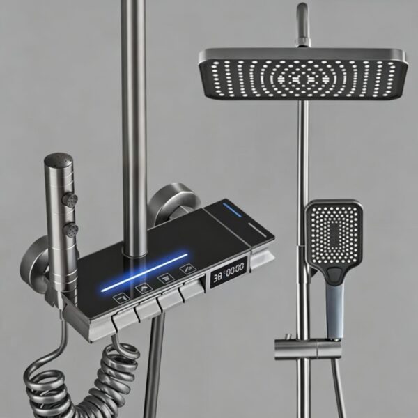 Thermostatic Shower Set with Digital Display LED Solid Brass 4 Function Concealed Shower System