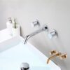 Solid Brass Dual Handle Wall Mounted Basin Faucet Concealed In-Wall Bathroom Mixer Tap PVD Plated