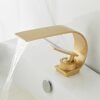 Solid Brass Waterfall Basin Faucet Single Handle Wide Spout Bathroom Mixer Tap