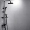 07_model_fourmode_shelf Black Shower Set Pressure Boost Home Use Exposed Rainfall Shower Mixer System 3/4 Function