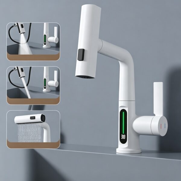 Smart Digital Pull-Out Basin Faucet with Temperature Display