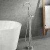 Solid Brass Freestanding Bathtub Faucet Floor Mounted Tub Filler with Handheld Shower