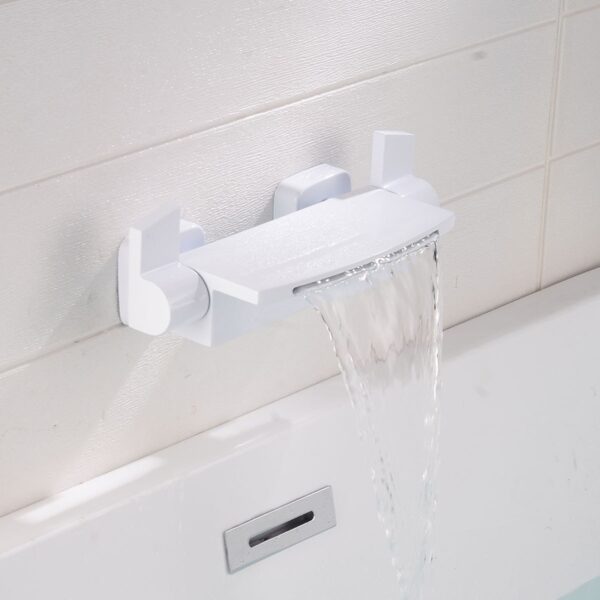 Solid Brass Waterfall Bathtub Faucet Deck Mounted Tub Filler with Handheld Shower Dual Handle