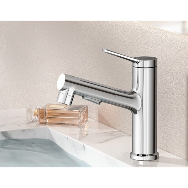 Solid Brass 3-Way Pull Out Basin Faucet Single Handle Hot & Cold Bathroom Mixer Tap