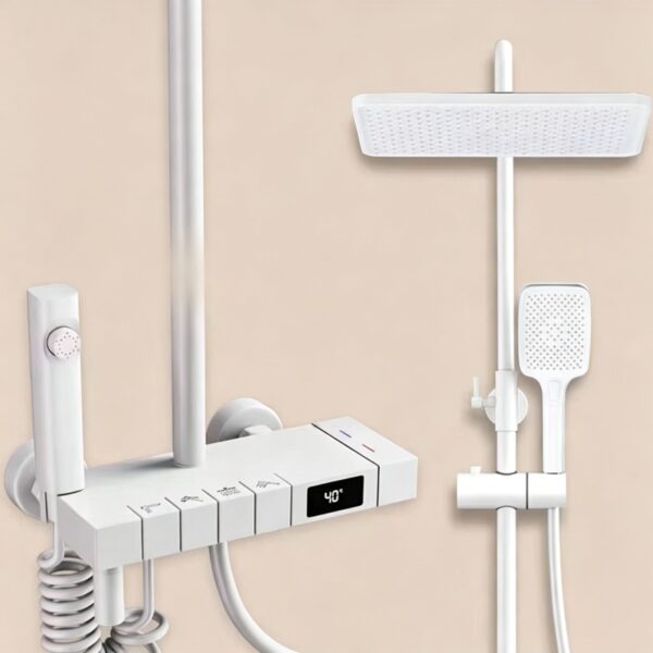 Thermostatic Shower Set with Digital Display LED Solid Brass 4 Function Concealed Shower System