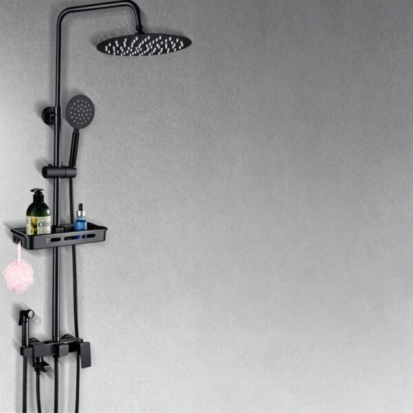 08_model_D1_round_head Black Shower Set Pressure Boost Home Use Exposed Rainfall Shower Mixer System 3/4 Function