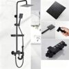 Solid Brass Thermostatic Shower Set Push Button Rainfall Shower Mixer System 4 Function