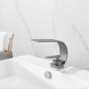 Solid Brass Waterfall Basin Faucet Single Handle Wide Spout Bathroom Mixer Tap
