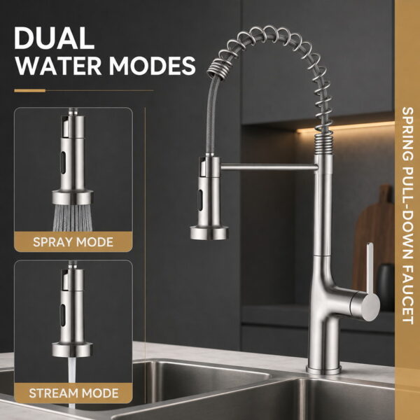 304 Stainless Steel Spring Pull Down Kitchen Faucet