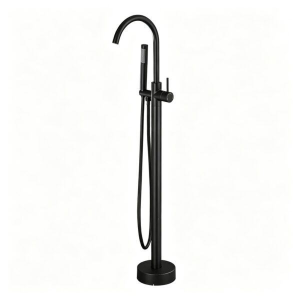 Solid Brass Freestanding Bathtub Faucet Floor Mounted Tub Filler with Handheld Shower