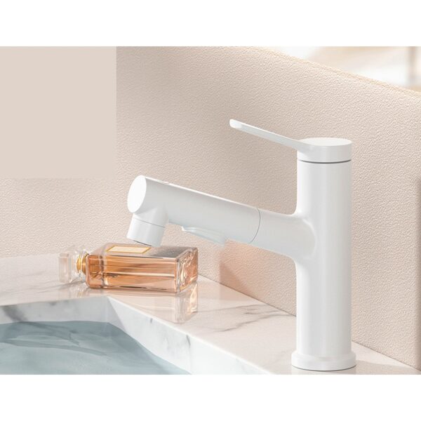 Solid Brass 3-Way Pull Out Basin Faucet Single Handle Hot & Cold Bathroom Mixer Tap