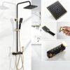 Solid Brass Thermostatic Shower Set Push Button Rainfall Shower Mixer System 4 Function