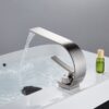 Solid Brass Waterfall Basin Faucet Single Handle Wide Spout Bathroom Mixer Tap