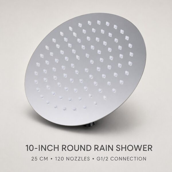 10-inch-round-rain-shower-120-nozzles-11 Stainless Steel Rainfall Shower Head for Hotel and Residential Bathrooms