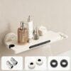 Cream Waterfall Bathtub Faucet with Built-In Shelf Deck Mounted Tub Filler 3-Function Hand Shower