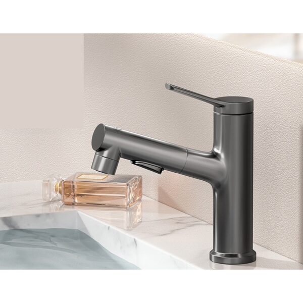 Solid Brass 3-Way Pull Out Basin Faucet Single Handle Hot & Cold Bathroom Mixer Tap