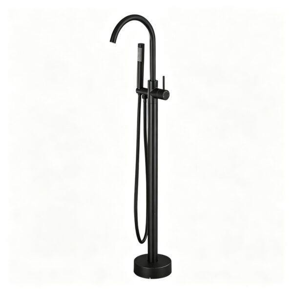 Solid Brass Freestanding Bathtub Faucet Floor Mounted Tub Filler with Handheld Shower