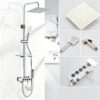 Solid Brass Thermostatic Shower Set Push Button Rainfall Shower Mixer System 4 Function