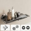 Cream Waterfall Bathtub Faucet with Built-In Shelf Deck Mounted Tub Filler 3-Function Hand Shower