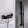 Solid Brass Waterfall Bathtub Faucet Deck Mounted Tub Filler with Handheld Shower Dual Handle