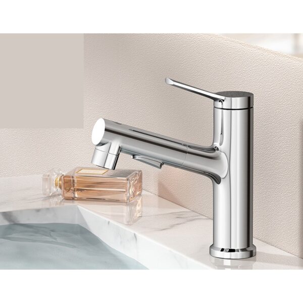 Solid Brass 3-Way Pull Out Basin Faucet Single Handle Hot & Cold Bathroom Mixer Tap