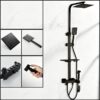 Solid Brass Thermostatic Shower Set Push Button Rainfall Shower Mixer System 4 Function