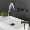 Solid Brass Dual Handle Wall Mounted Basin Faucet Concealed In-Wall Bathroom Mixer Tap PVD Plated