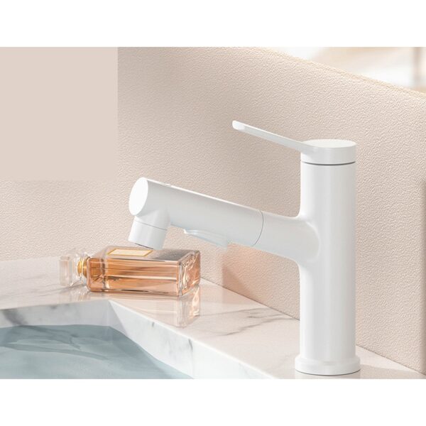 Solid Brass 3-Way Pull Out Basin Faucet Single Handle Hot & Cold Bathroom Mixer Tap