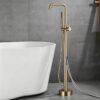 Solid Brass Freestanding Bathtub Faucet Floor Mounted Tub Filler with Handheld Shower