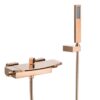Solid Brass Waterfall Bathtub Faucet Deck Mounted Tub Filler with Handheld Shower Dual Handle