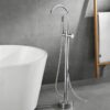 Solid Brass Freestanding Bathtub Faucet Floor Mounted Tub Filler with Handheld Shower
