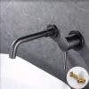 Solid Brass Dual Handle Wall Mounted Basin Faucet Concealed In-Wall Bathroom Mixer Tap PVD Plated