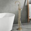 Solid Brass Freestanding Bathtub Faucet Floor Mounted Tub Filler with Handheld Shower