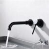 Solid Brass Dual Handle Wall Mounted Basin Faucet Concealed In-Wall Bathroom Mixer Tap PVD Plated